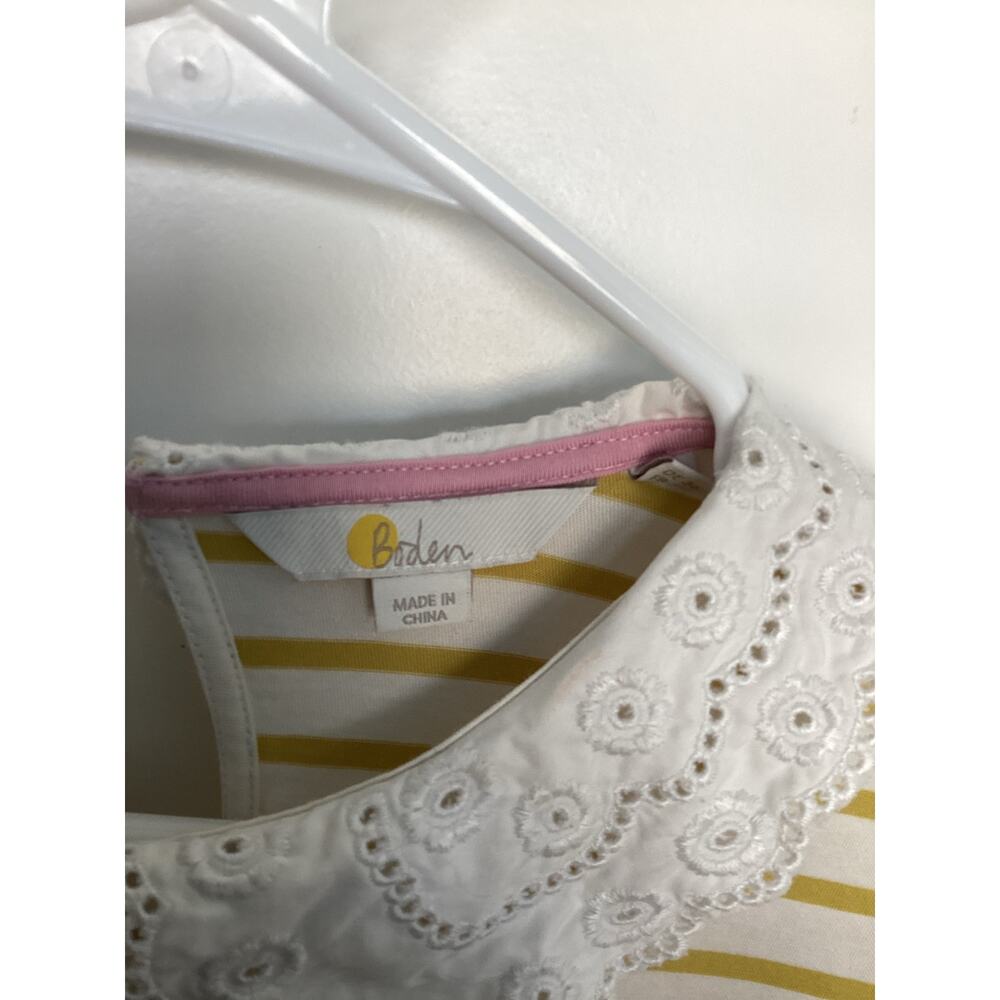 Boden top Kathleen Yellow white stripped eyelet Peter Pan collar‎ knit Top shirt - Picture 5 of 11